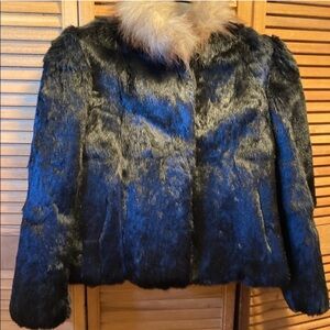 Sergio Valente Black Genuine Rabbit Fur Jacket